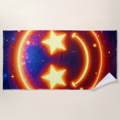 星のように輝く絵文字 ビーチタオル (正面)