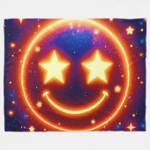 星のように輝く絵文字 フリースブランケット (正面(横))