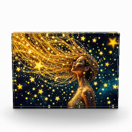 星のように金色の白熱［赤熱］光を放つ髪をした宇宙人 フォトブロック