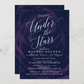 星のエレガントなバルミツワーのお祝いの下 招待状 (正面/裏面)