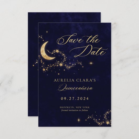 星のエレガント下の夜を予算Quinceaenera ノートカード (正面/裏面)
