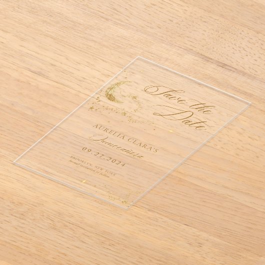 星のエレガント下の夜キンセアニラ アクリル招待状 (レイダウン)