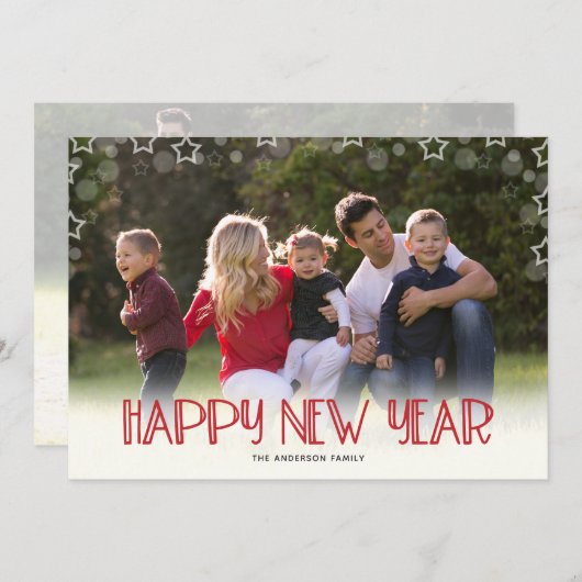 星のオーバーレイ | 2写真新年 シーズンカード (正面/裏面)