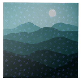 星のカスケードティール（緑がかった色）山脈抽象芸術 タイル