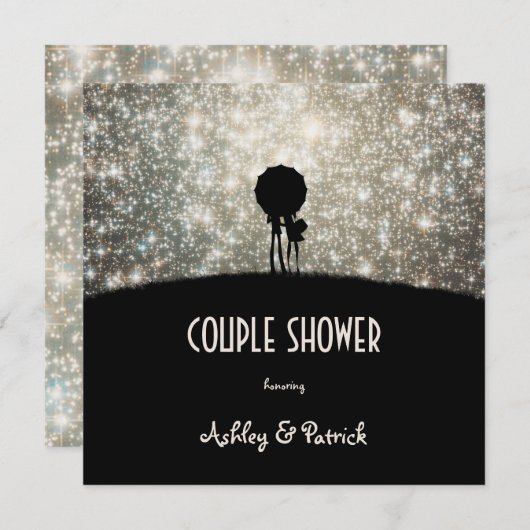 星のカップルのシャワーで書かれる 招待状 (正面/裏面)