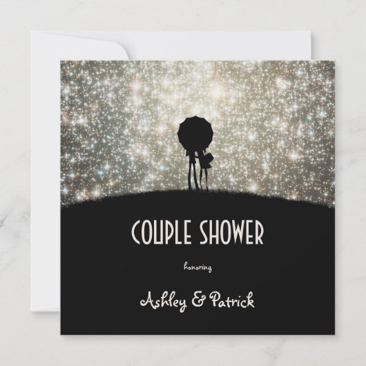 星のカップルのシャワーで書かれる 招待状 (正面)