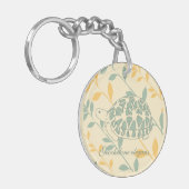 星のカメKeychain (緑の枝) キーホルダー (正面左)