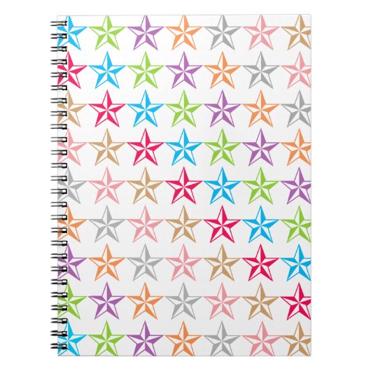 星のカラフルパターン ノートブック (正面)