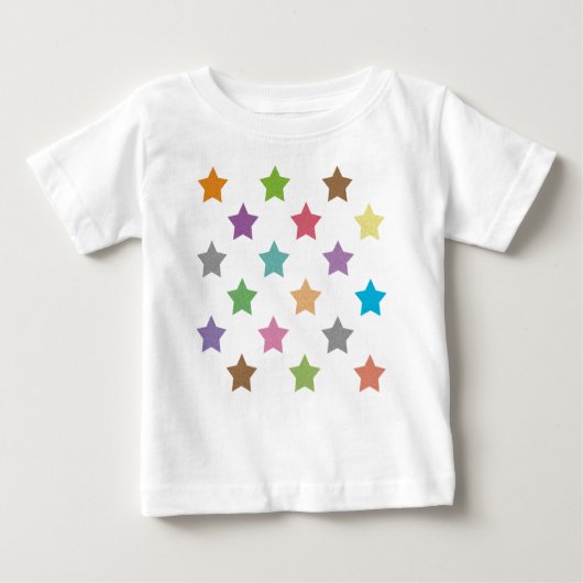 星のカラフルパターン ベビーTシャツ (正面)
