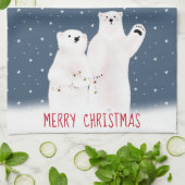 星のキッチンタオルにクリスマスのホッキョクグマ キッチンタオル (折り畳み)