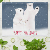 星のキッチンタオルにクリスマスのホッキョクグマ キッチンタオル (折り畳み)