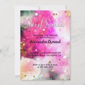 星のキラキラとピンクの白い雲のSweet sixteen 招待状 (正面)