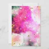 星のキラキラとピンクの白い雲のSweet sixteen 招待状 (裏面)