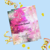 星のキラキラとピンクの白い雲のSweet sixteen 招待状