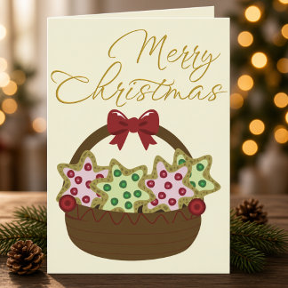 星のクッキーいっぱいのバスケット クリスマス
