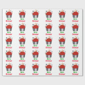 星のクッキーが付いているメリークリスマスのカップケーキ ラッピングペーパー (フラット)