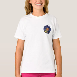 星のクマのランタンの夜の道 子供 Tシャツ