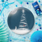 星のクリスマスツリーと月 ペーパープレート (パーティー)