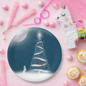 星のクリスマスツリーと月 ペーパープレート (パーティー)
