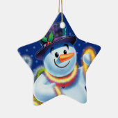 星のクリスマスツリーデコレーション雪だるま&ティンセル。 セラミックオーナメント (右)