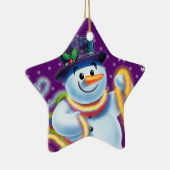 星のクリスマスツリーデコレーション雪だるま&ティンセル。 セラミックオーナメント (右)