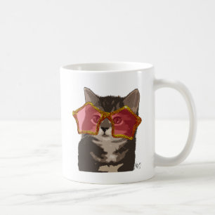 星のサングラスの子ネコ コーヒーマグカップ