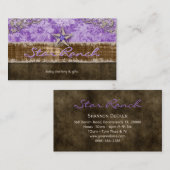 星のスエードの名刺のベビー紫色H 名刺 (正面/裏面)