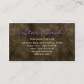 星のスエードの名刺のベビー紫色H 名刺 (裏面)