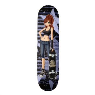 星のスケート選手の女の子のスケートボード スケートボード