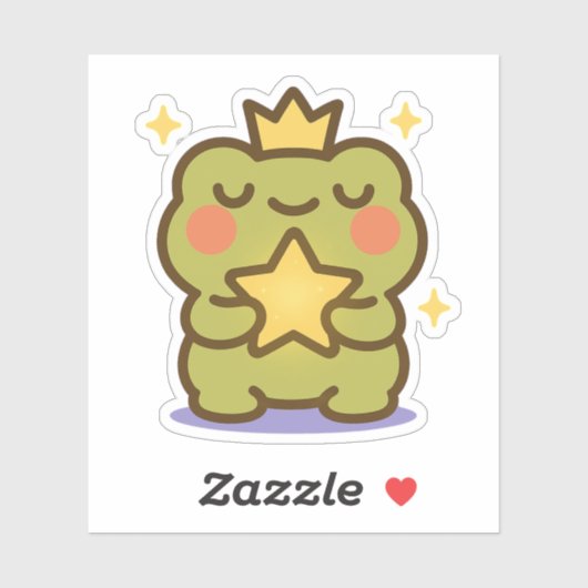 星のステッカーを持つカエル シール (シート)