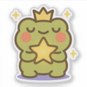 星のステッカーを持つカエル シール (正面)