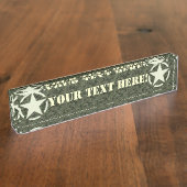 星のステンシルヴィンテージのデジタルパーソナライズな迷彩柄 デスクネームプレート (側面)