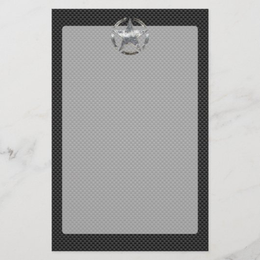 星のステンシルヴィンテージのラベルカーボン繊維のスタイル 便箋 (正面)