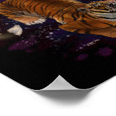 星のタイガースパターン暗い背景P ポスター (角)