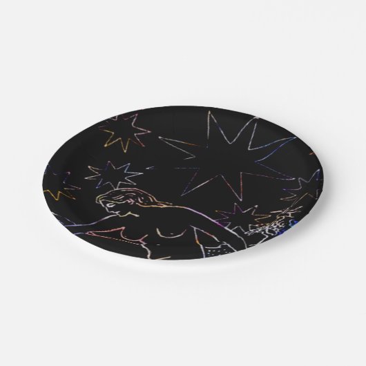 星のタロットのパーティーの黒 ペーパープレート (アングル)