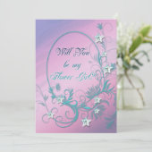 星のダイヤモンド付きフラワーガール招待状 招待状 (スタンド正面)