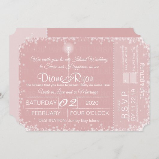 星のチケットの招結婚待 招待状 (正面/裏面)