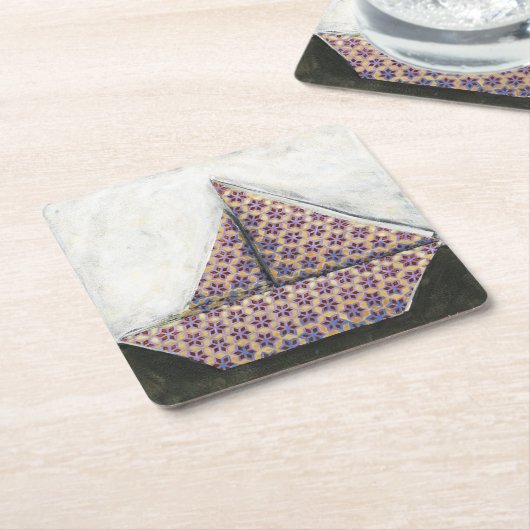 星のデザインの紙のOrigamiのヨット スクエアペーパーコースター (アングル)