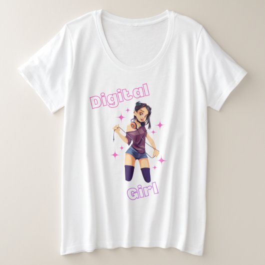 星のデジタル少女 プラスサイズTシャツ (デザイン正面)