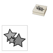 星のトリオ 黒縁のパターン ラバースタンプ (押印)