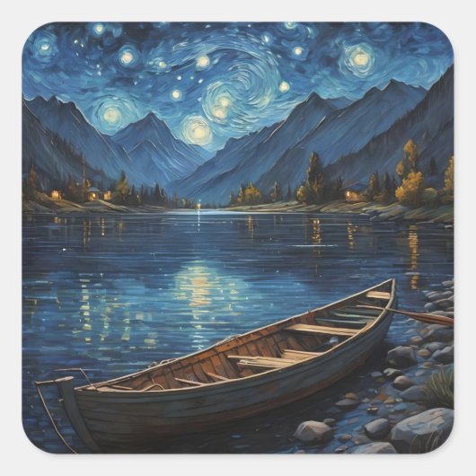 「星のドリフト：宇宙の下の魚釣り スクエアシール (正面)