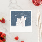 星のナプキンに陽気なクリスマスのホッキョクグマ スタンダードカクテルナプキン (インサイチュ)