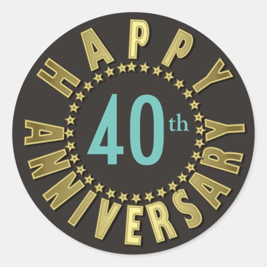 星のハッピーアニバーサリーサークル金ゴールドID173 ラウンドシール (正面)