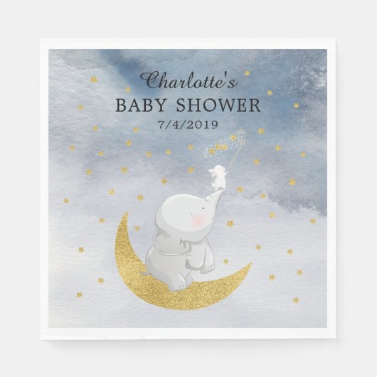 星のバニー象の赤ちゃんシャワーを浴びる スタンダードランチョンナプキン (正面)