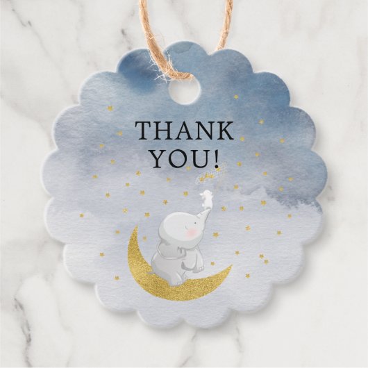 星のバニー象の赤ちゃんシャワーを浴びる フェイバータグ (正面)