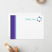 星のバルミツワーのモダンなサンキューカード ノートカード (正面/裏面インサイチュ)