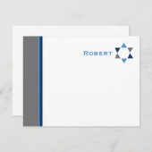 星のバーの（ユダヤ教の）バル・ミツバーのモダンなサンキューカード ノートカード (正面/裏面)