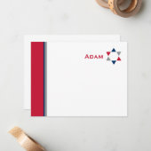 星のバーの（ユダヤ教の）バル・ミツバーのモダンなサンキューカード ノートカード (正面/裏面インサイチュ)