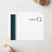 星のバーの（ユダヤ教の）バル・ミツバーのモダンなサンキューカード ノートカード (正面/裏面インサイチュ)