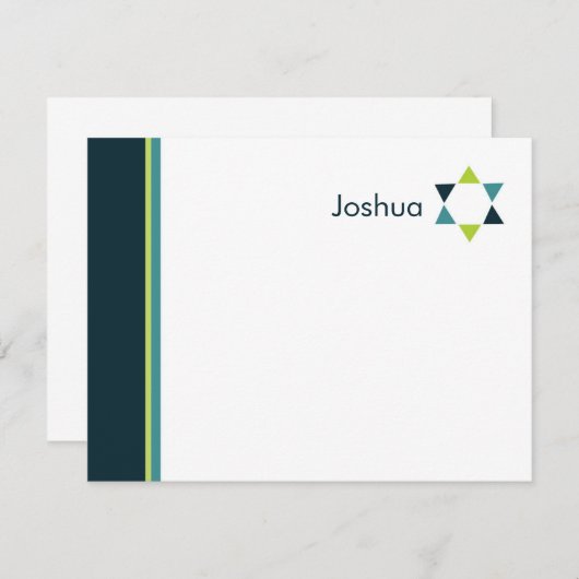 星のバーの(ユダヤ教の)バル・ミツバーのモダンなサンキューカード ノートカード (正面/裏面)